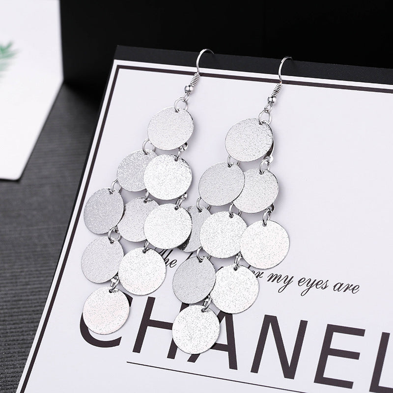Wholesale Fashion Metal Exaggerated Tassel Long Earrings